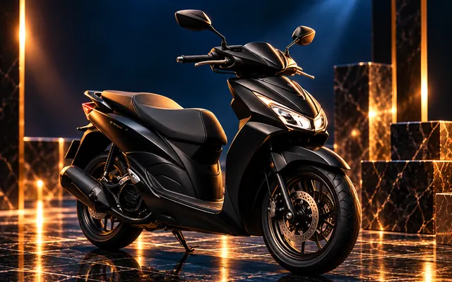 Xe tay ga màu đen trên nền sân khấu tối